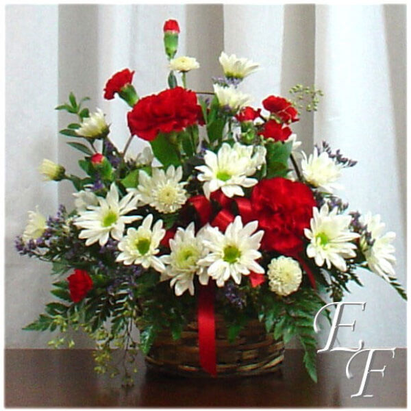Carnation & Daisy Basket Bouquet  EF-005