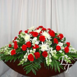 Red & White Mixed Casket Spray  EF-218 C