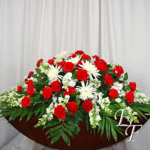 Red & White Mixed Casket Spray  EF-218 C