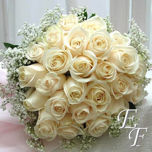 24 White Rose Bridal Bouquet EF-722