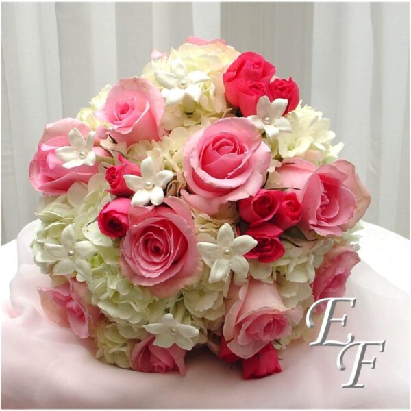 Soft Pink Roses & Hydrangea Bridal Bouquet EF-718