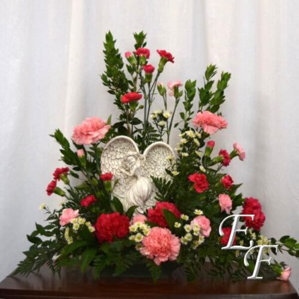 Carnation Sympathy Angel Plaque Design EF 200-3A