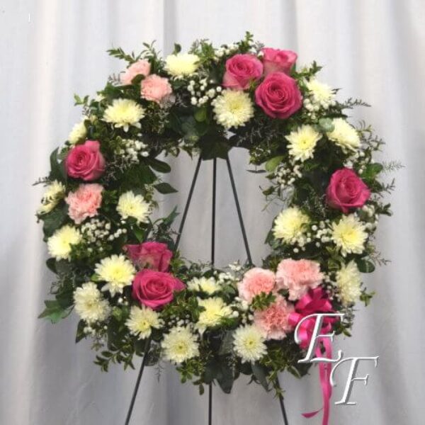 Pink Garden Tribute Wreath EF 201-1T